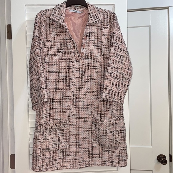 Tweed Shift Dress - pink and black - Picture 8 of 12